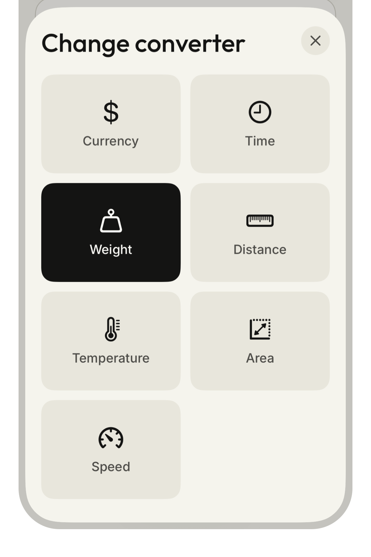 JustConvert converter picker with everyday units